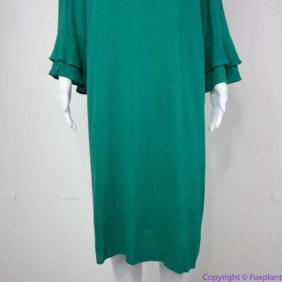 NEW Eloquii emerald green keyhole front ruffle sleeve‎ shift dress, size 18 - Picture 5 of 16